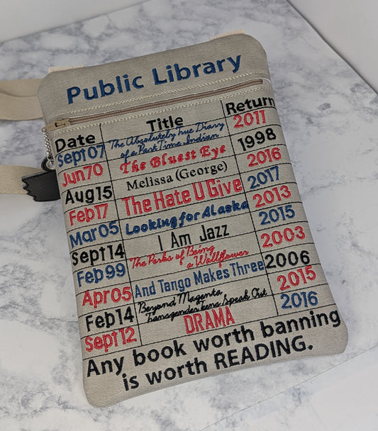 Large Banned Books crossbody bag